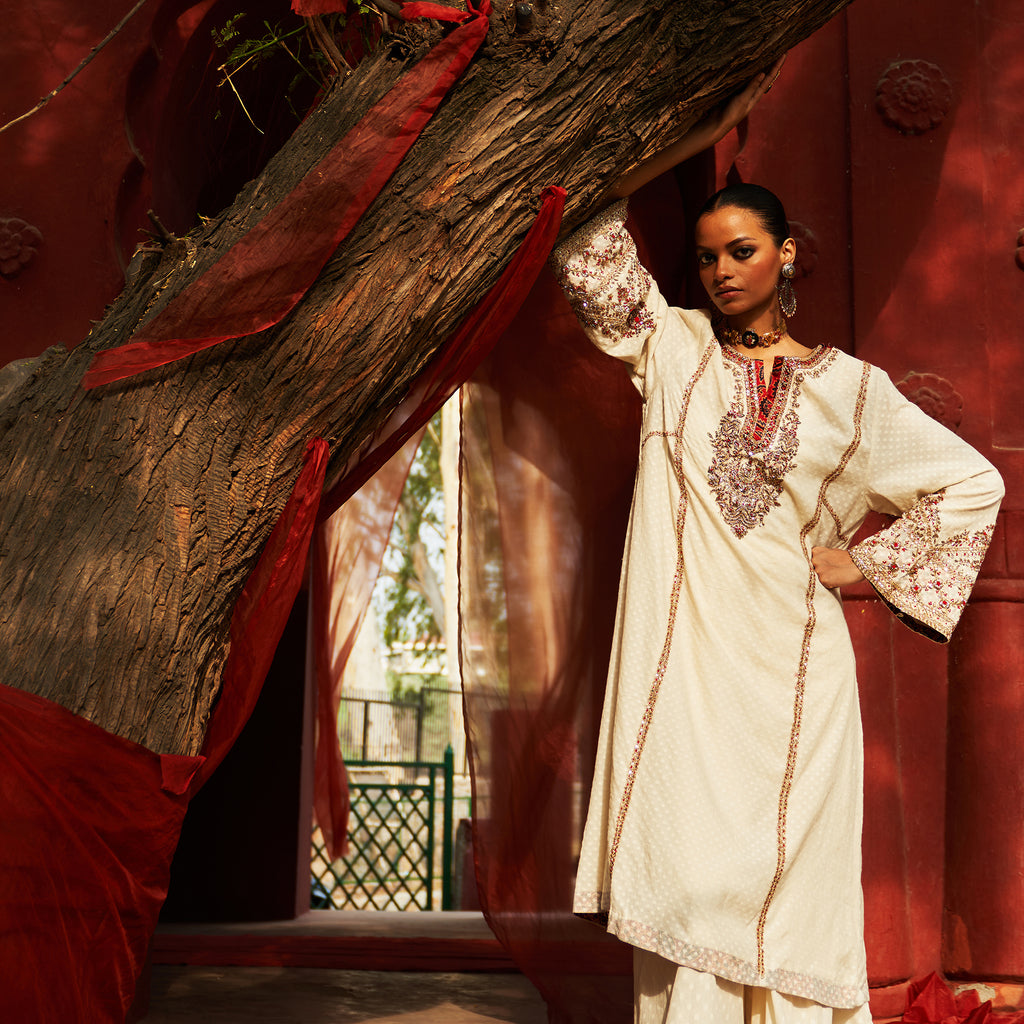 Ivory Anarkali & Pants