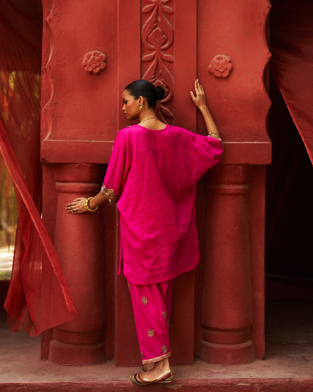 Pink Short Kaftan & Salwar