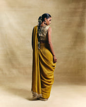Load image into Gallery viewer, Mustard stitched saree
