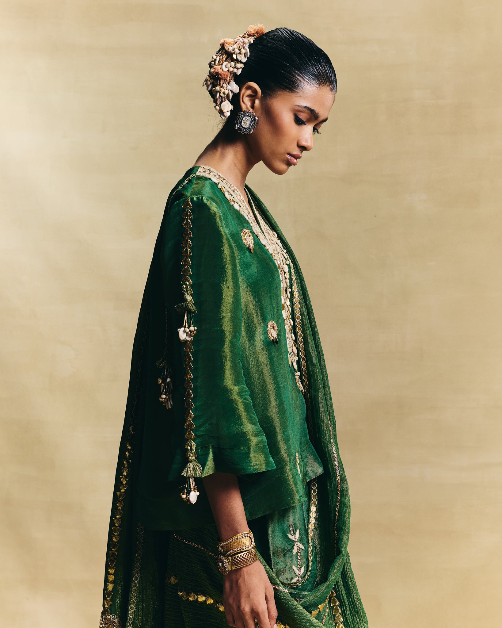 Shirt, low crotch & pre stitched dupatta set