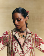 Load image into Gallery viewer, Red blazer with draped skirt
