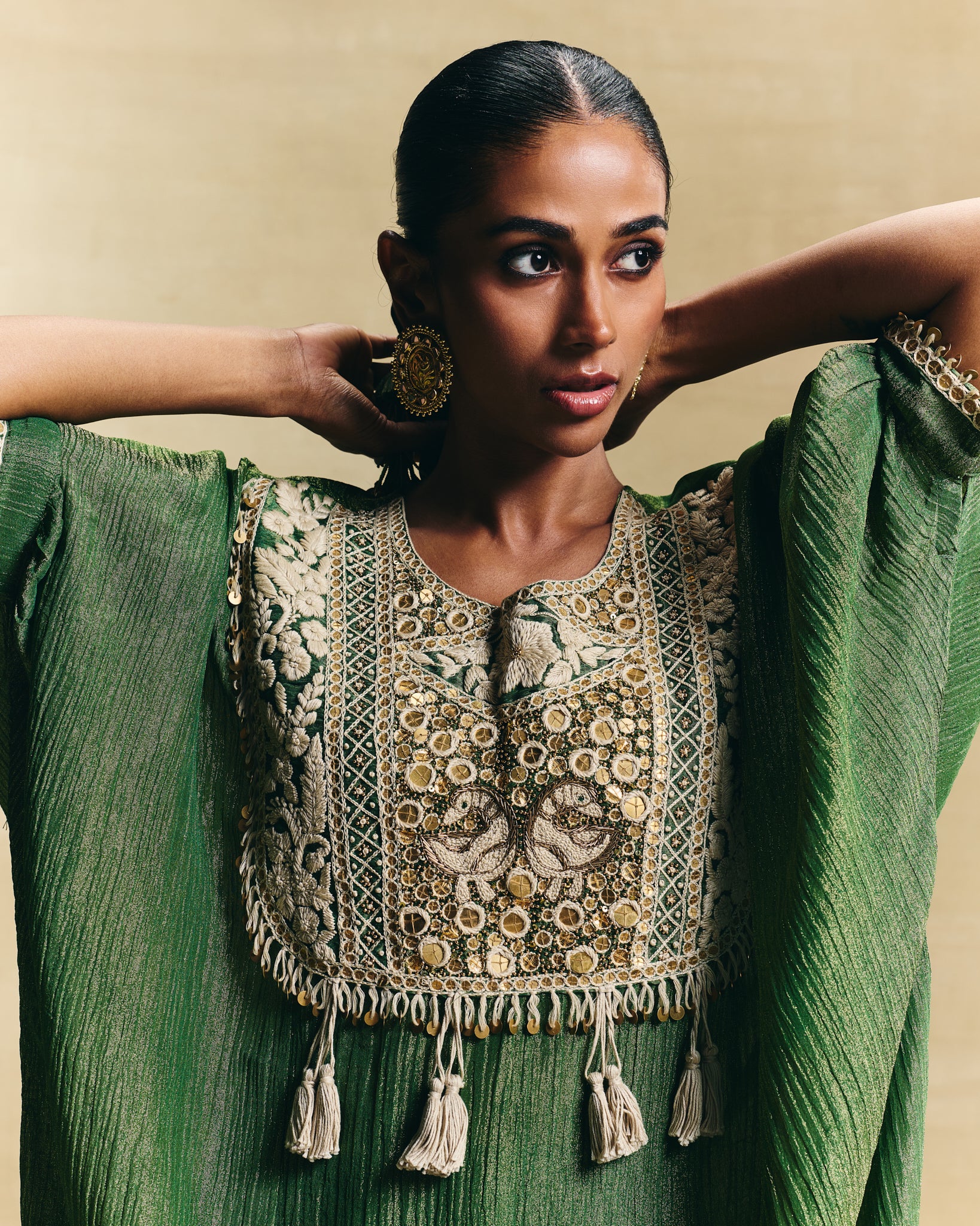 Green kaftan kurta set