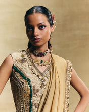 Load image into Gallery viewer, Gold stitched saree set
