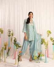 Load image into Gallery viewer, Blue Short kurta + salwar + dupatta
