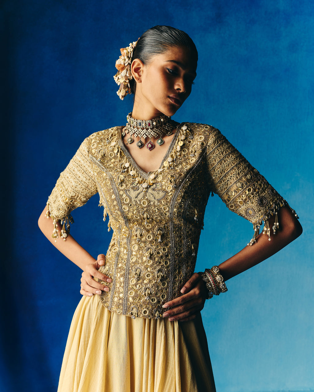Gold lehenga set