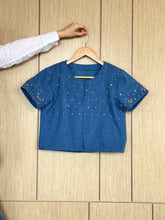 Load image into Gallery viewer, Denim &amp; Diamond Cropped Shirt
