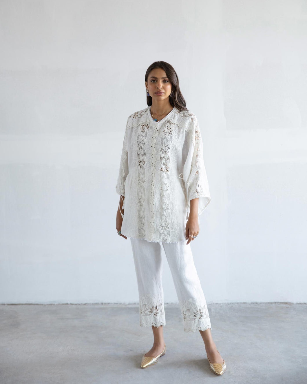 Linen Lace Shirt + Pants Set
