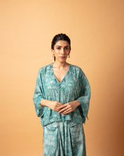 Load image into Gallery viewer, Teal Kaftan Top + Draped Pants
