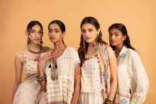 Load image into Gallery viewer, Beige draped saree - (with sleeveless blouse)

