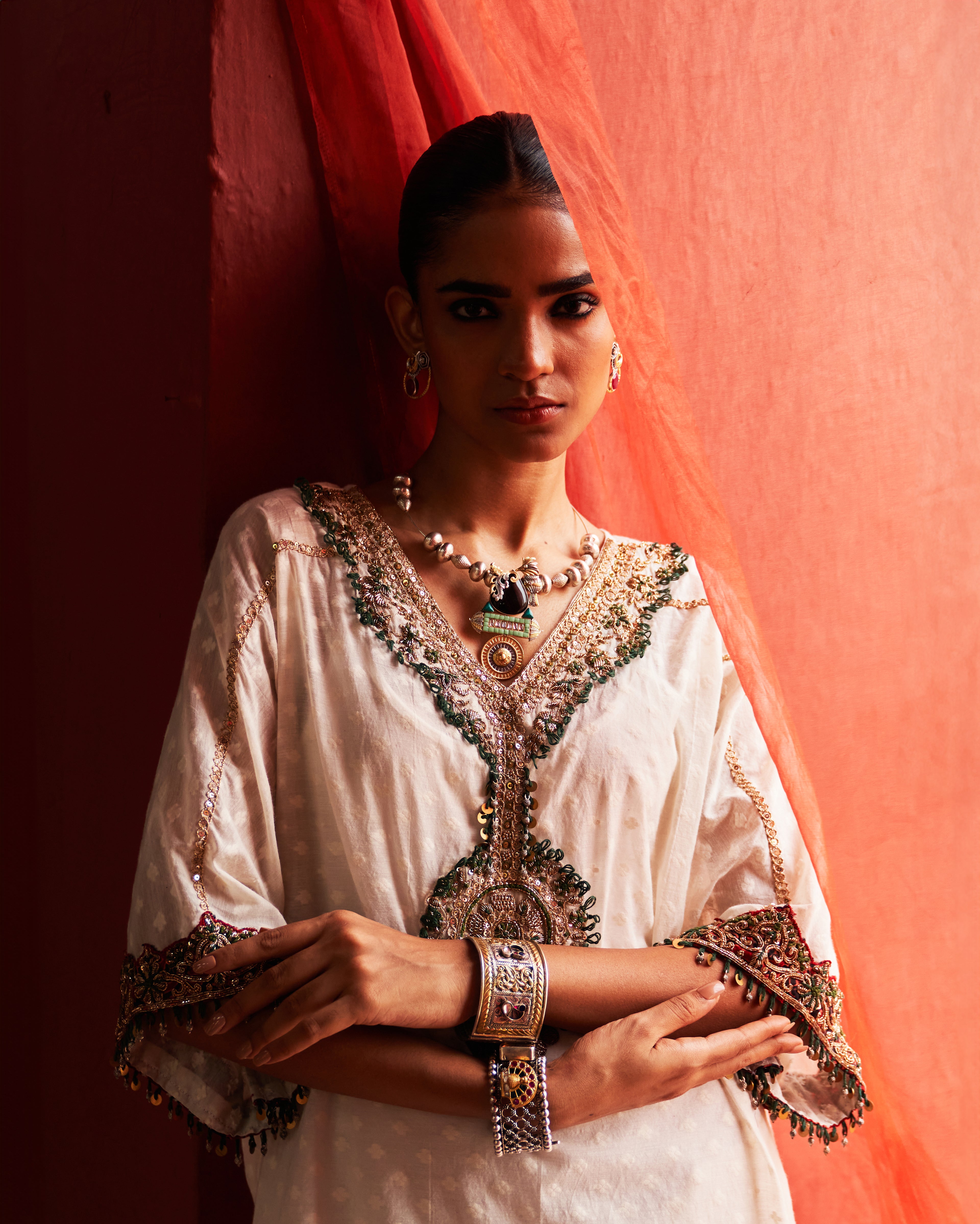 Ivory Short Kaftan & Salwar