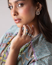 Load image into Gallery viewer, Blue printed Kaftan Kurta &amp; Pants
