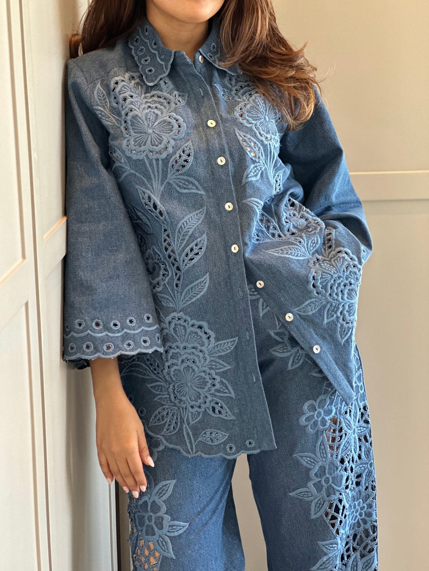 Blue floral shirt