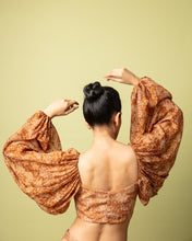 Load image into Gallery viewer, Brown Printed Lehenga + Crop Top
