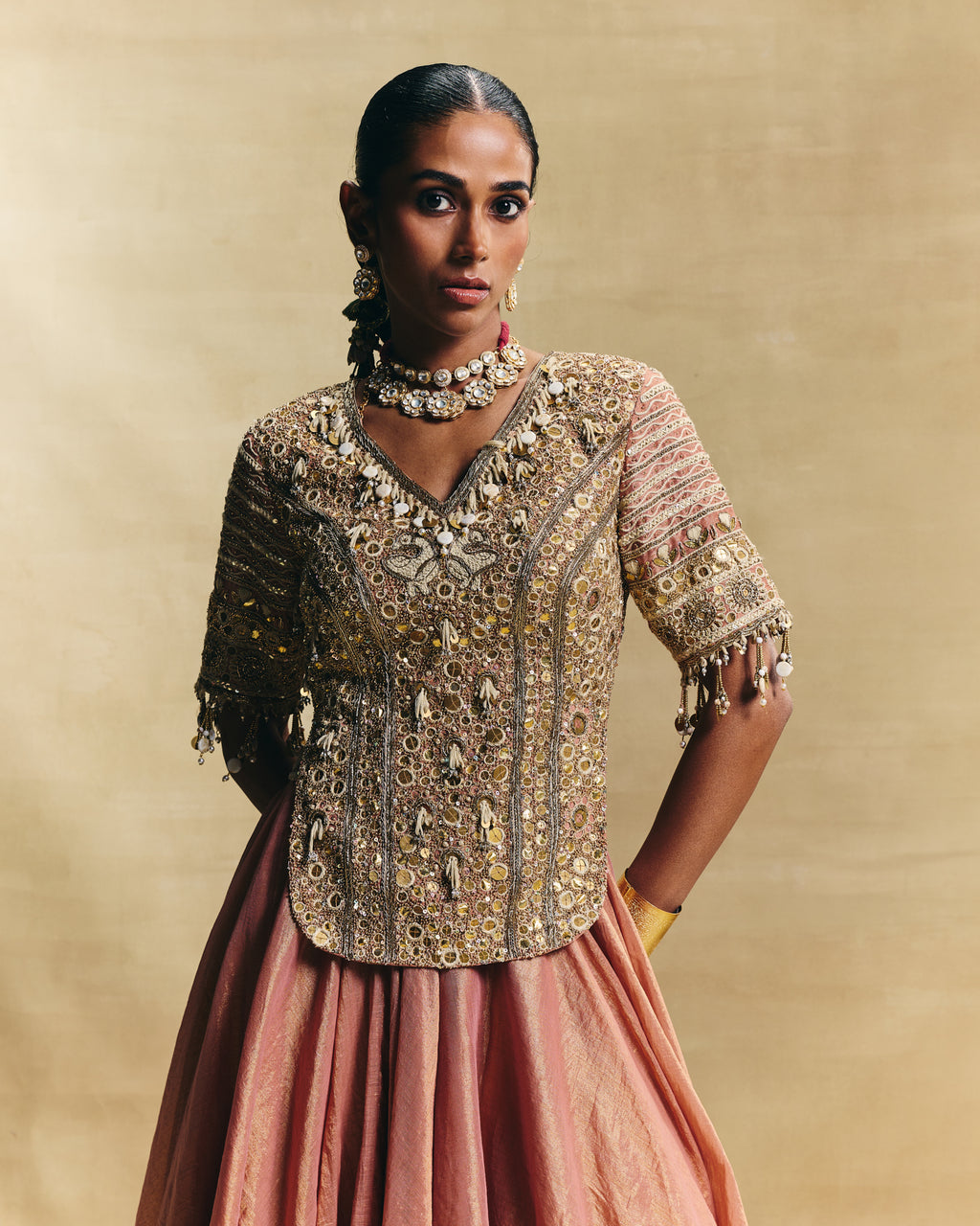 Peach lehenga set