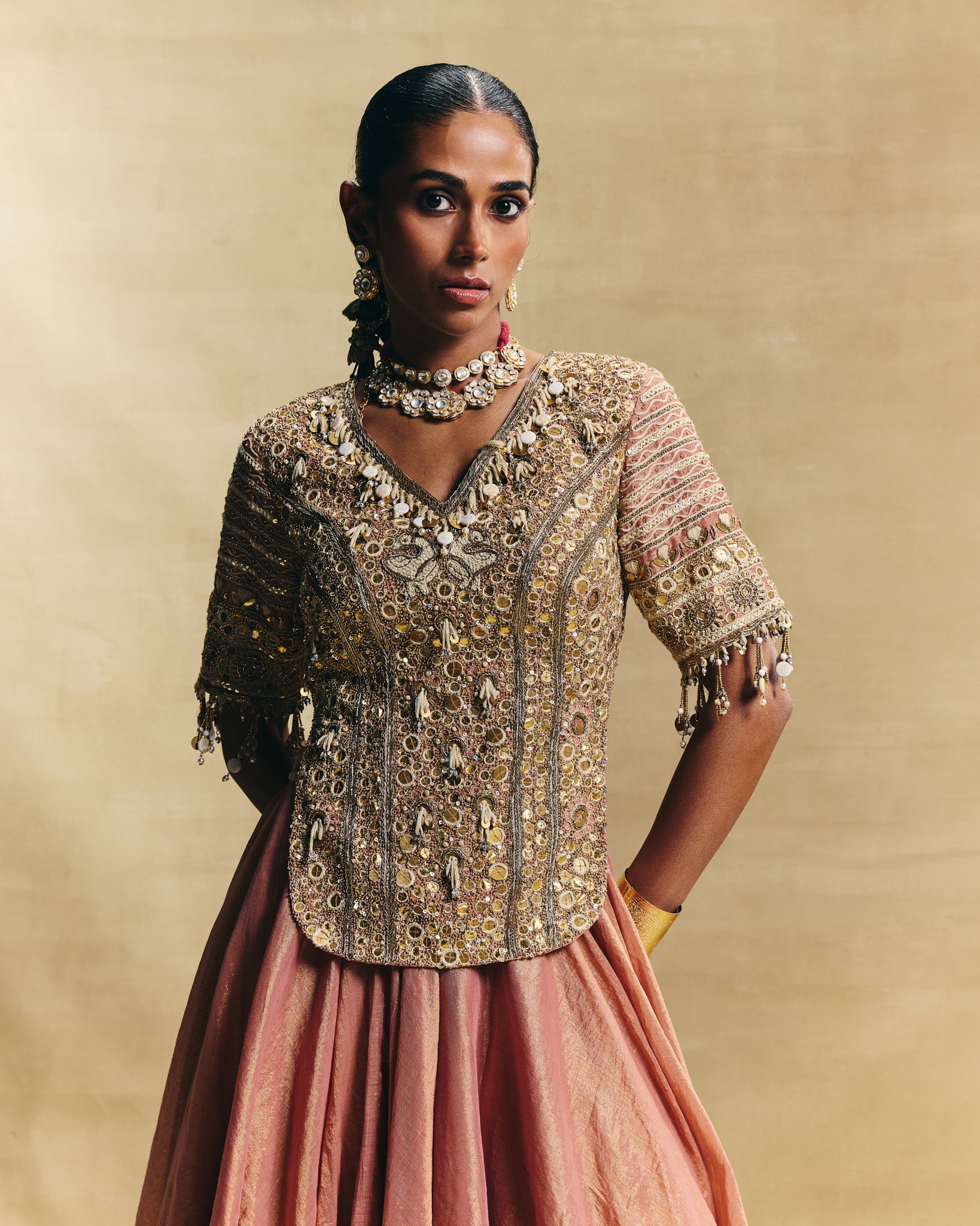 Peach lehenga set