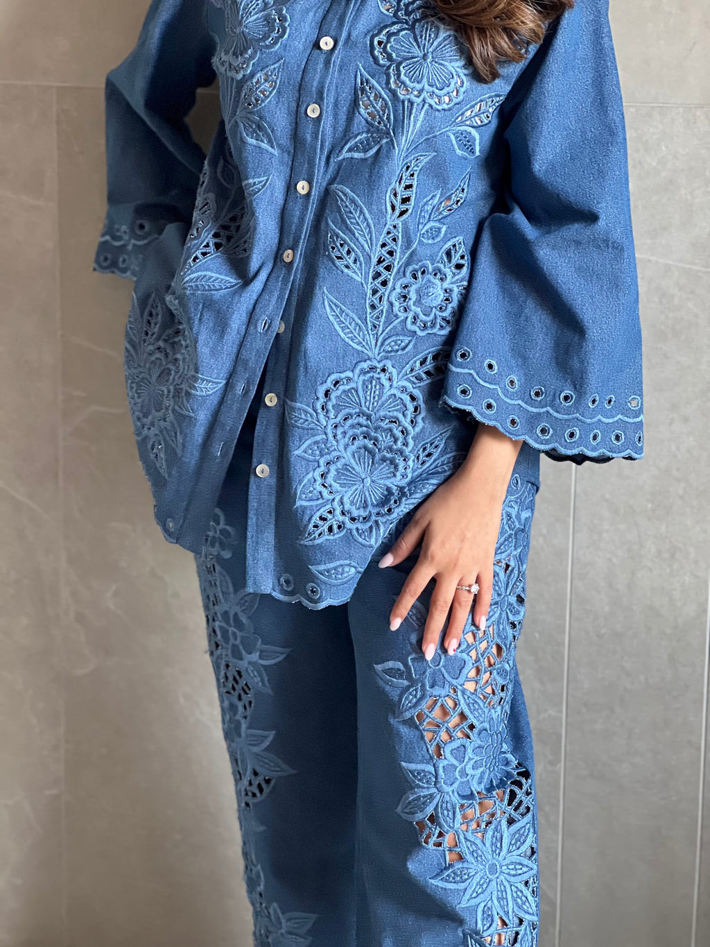 Blue floral shirt