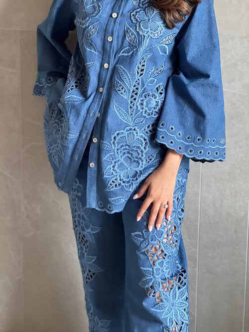 Blue floral shirt
