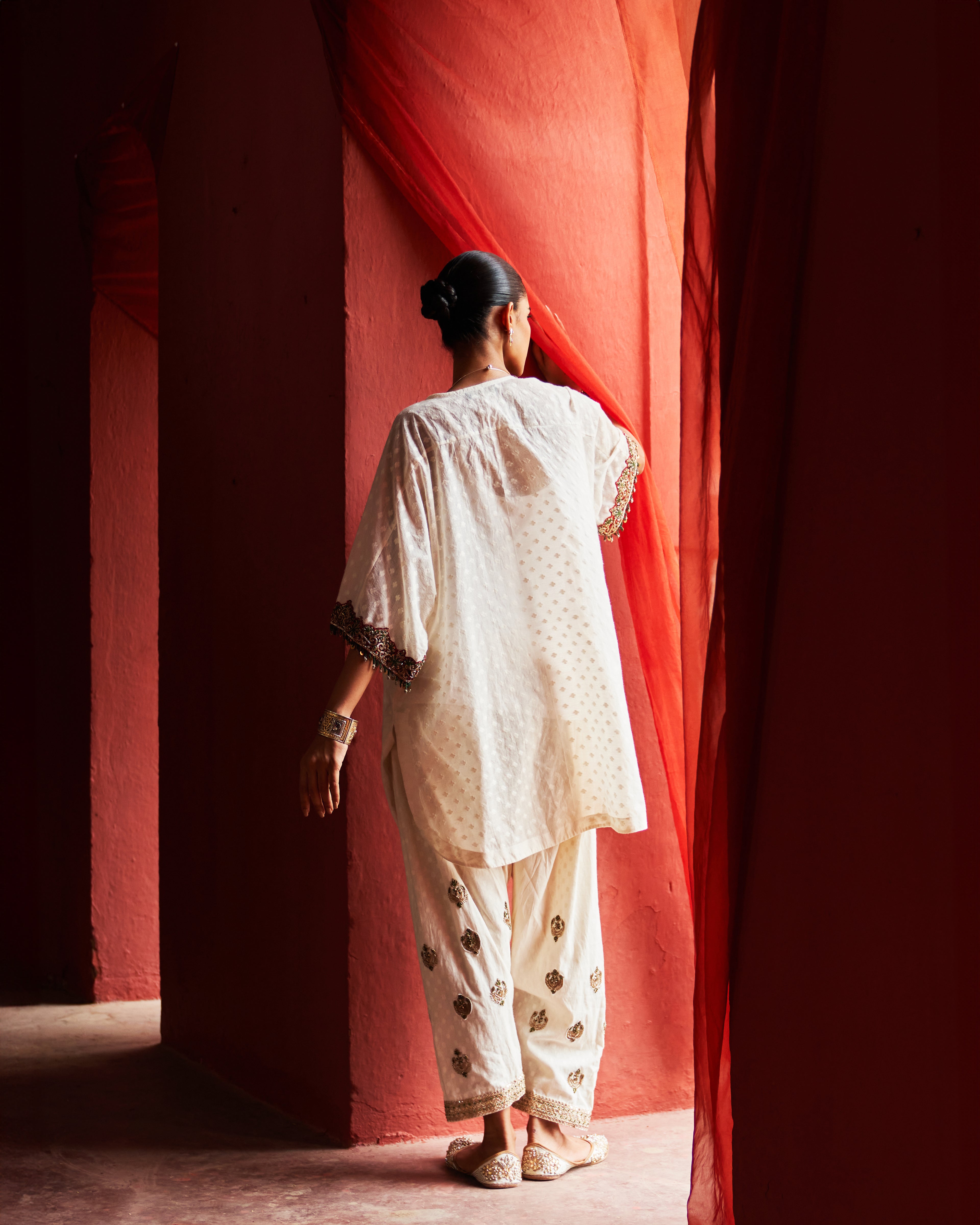 Ivory Short Kaftan & Salwar
