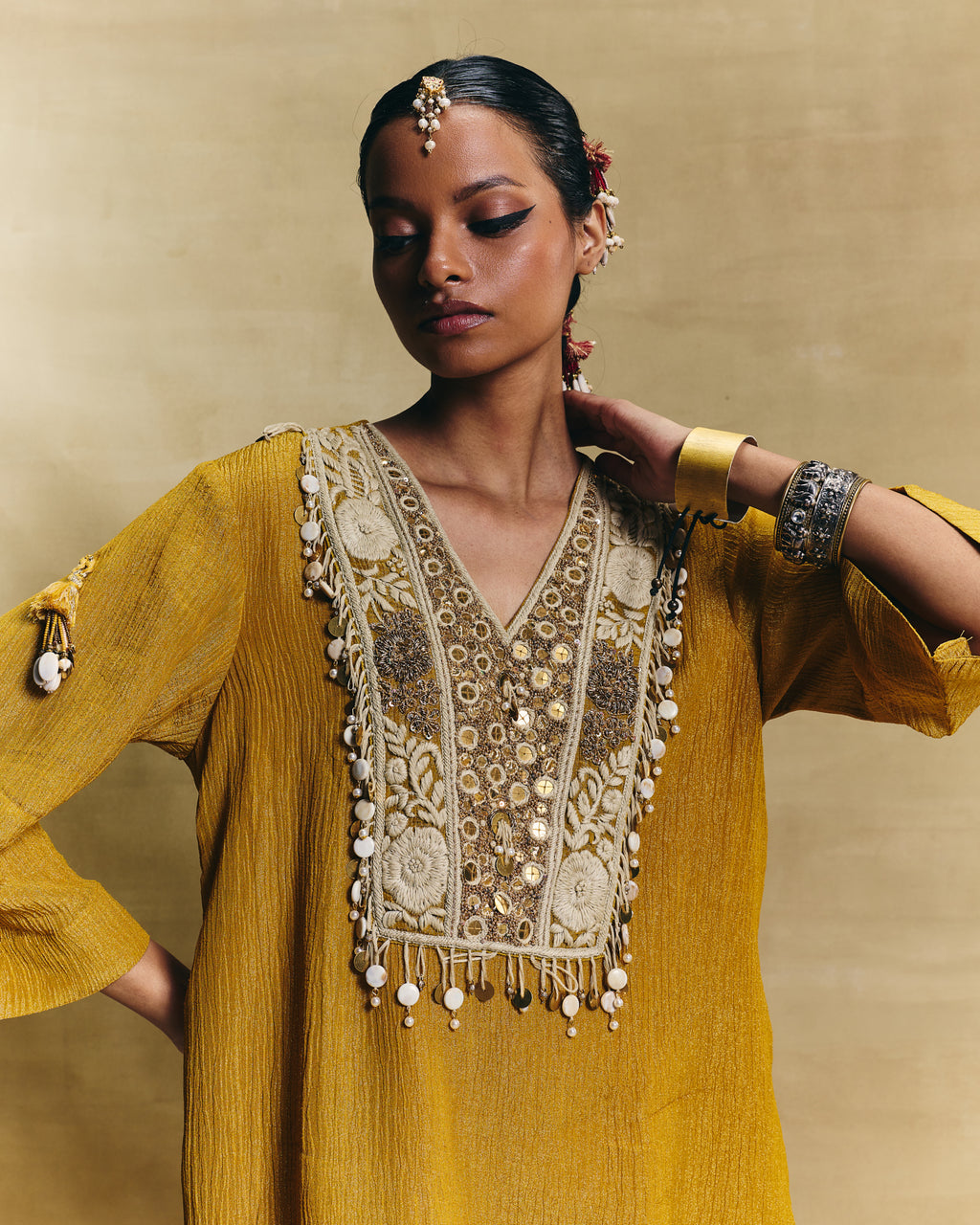 Mustard straight kurta & salwar