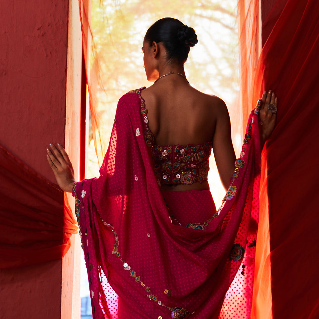 Pink Classic Saree & Blouse