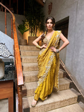 Load image into Gallery viewer, Mustard Waitcoast + Drape Skirt + Pre Stitched Dupatta
