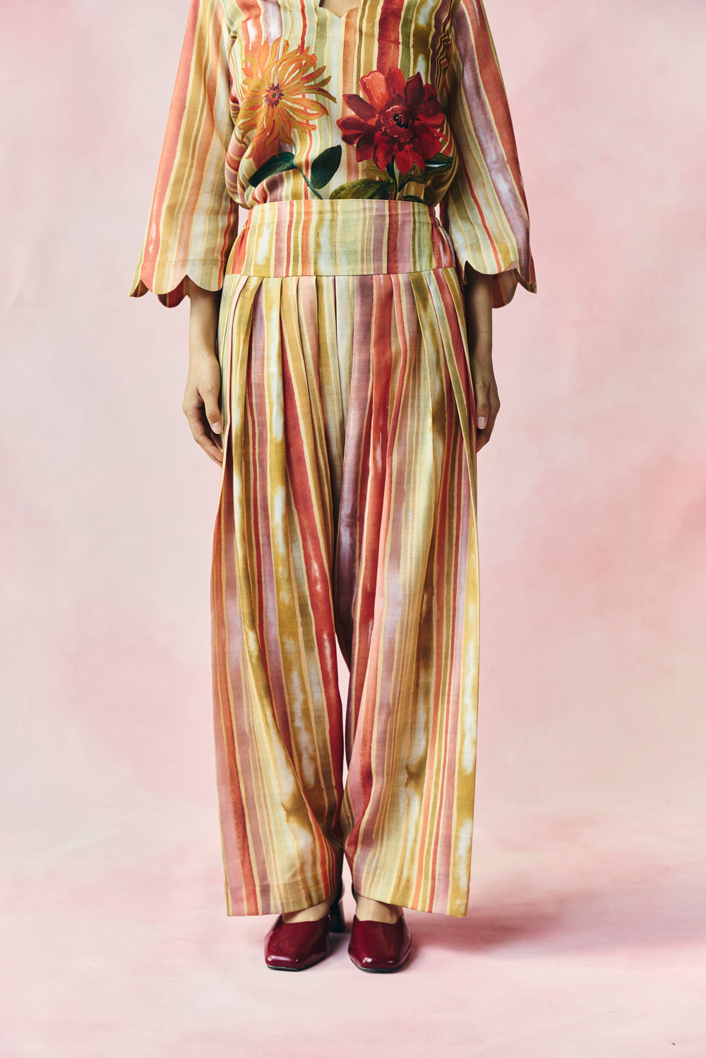 Saffron Stripe Kurta Set