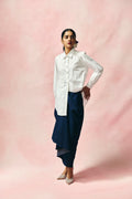 Ivory Appliqué Set With Denim Skirt