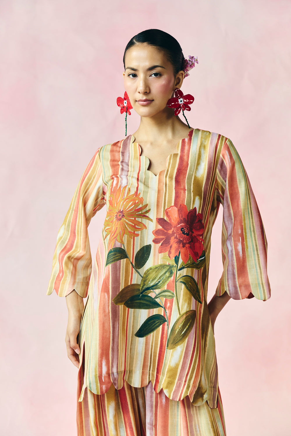 Saffron Stripe Kurta Set