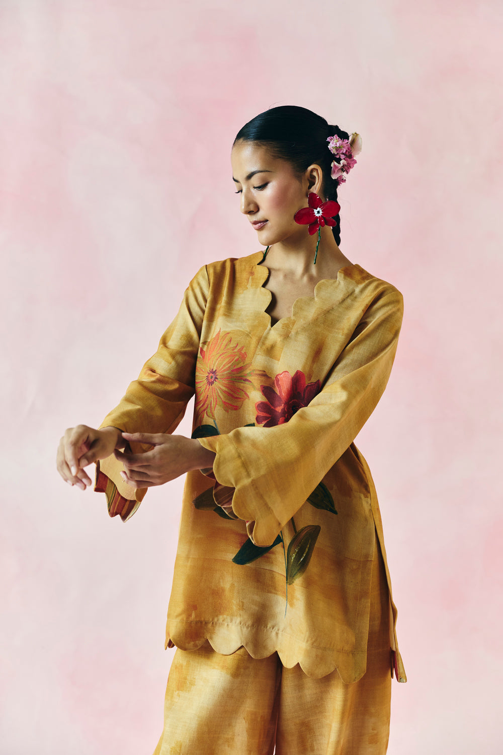 Saffron Petal Kurta Set
