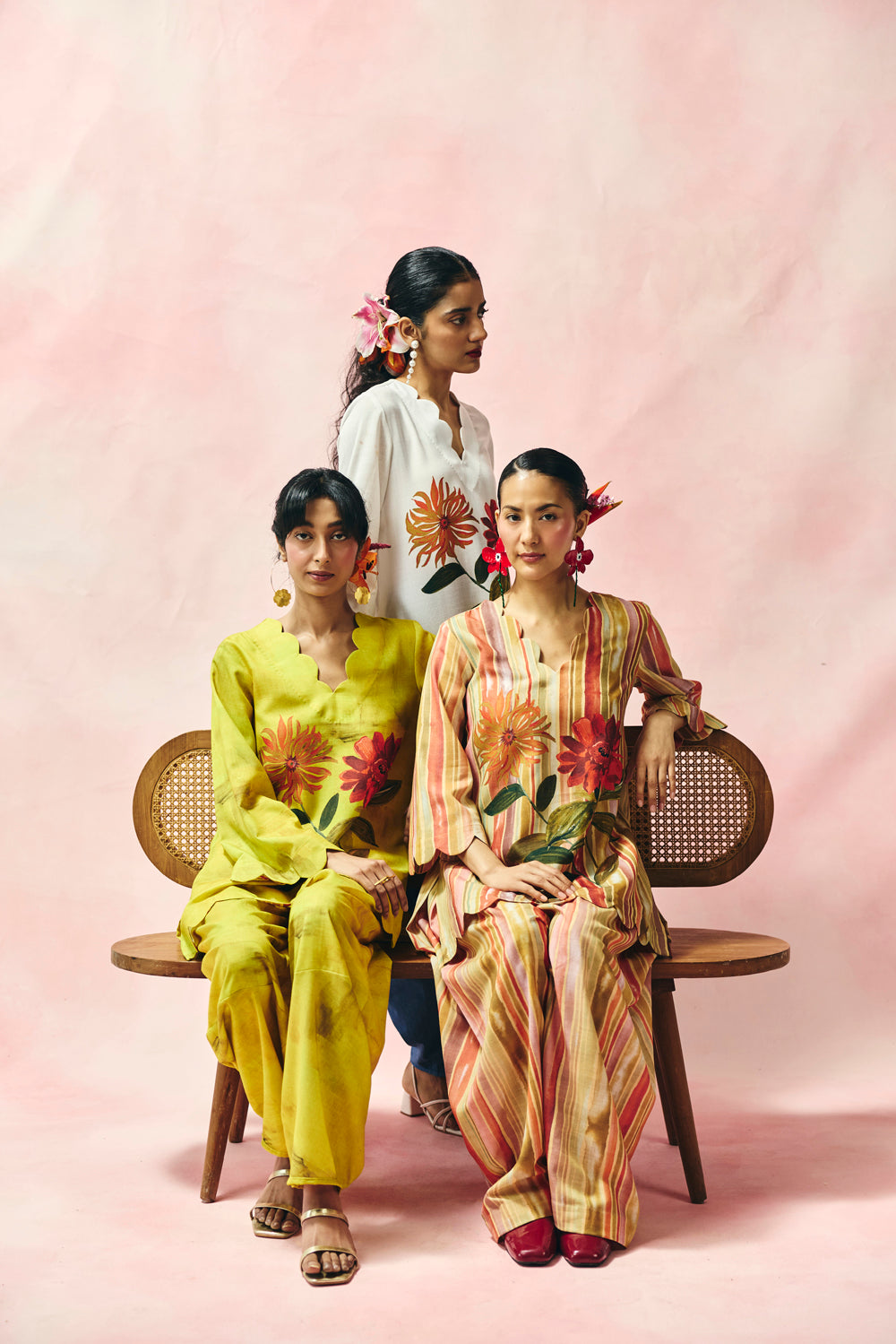 Saffron Stripe Kurta Set