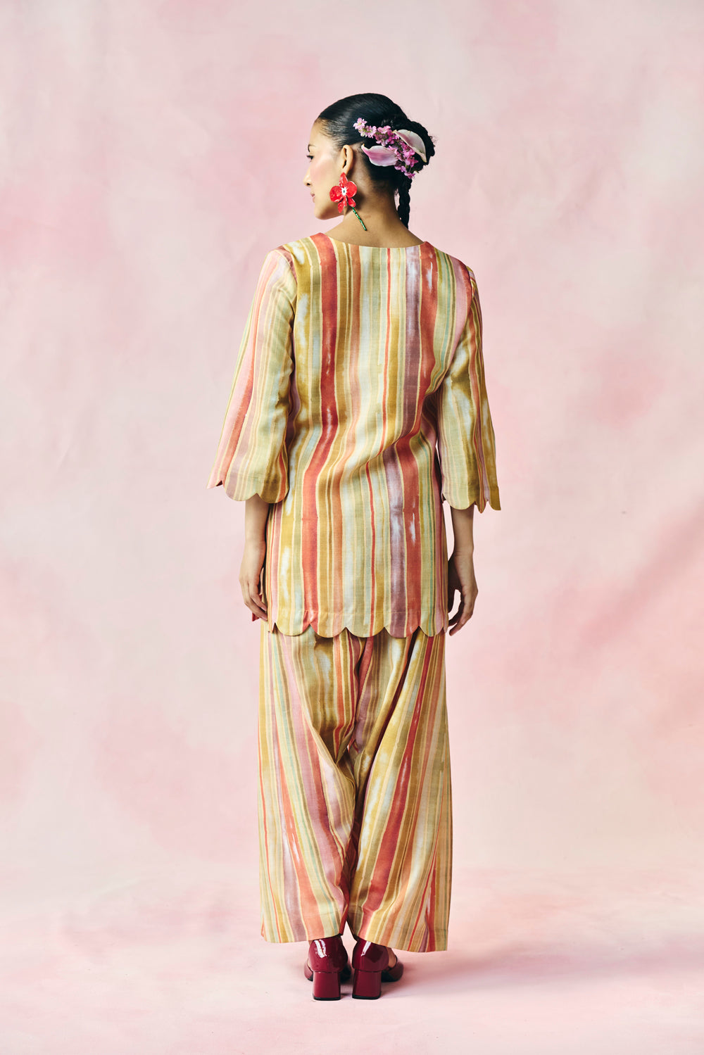 Saffron Stripe Kurta Set