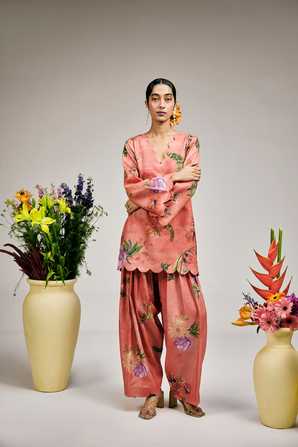 Terracotta Rust Jaal Kurta Set