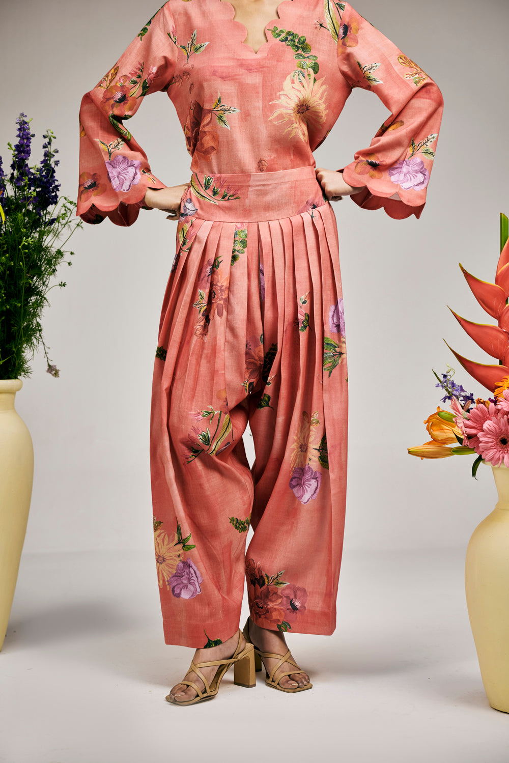 Terracotta Rust Jaal Kurta Set