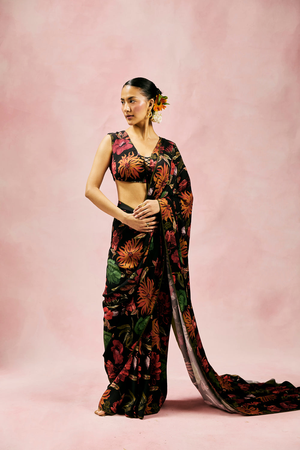 Black Saree Set