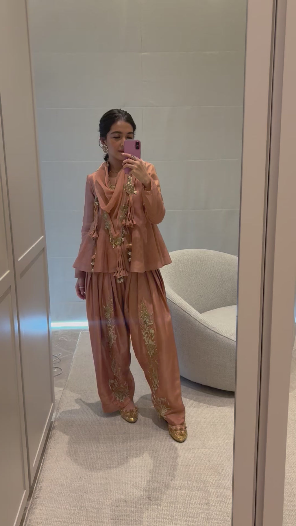 Peach scarf set