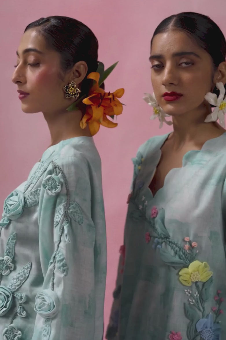 Blue Blossom Kurta Set