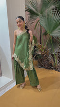 Load and play video in Gallery viewer, Green one shoulder top with farshi pants
