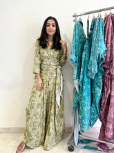 Load image into Gallery viewer, Green - Wrapover shirt + Draped pants
