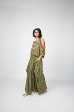 Load image into Gallery viewer, Green Bandhani Keyhole Top + Draped Pants
