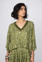 Load image into Gallery viewer, Green Kaftan Top &amp; Low Crotch Pants
