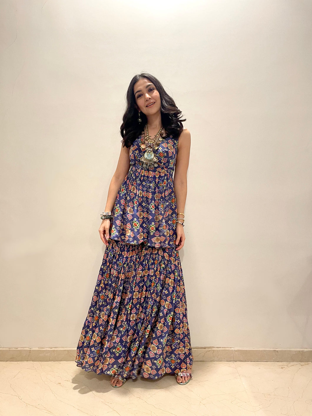 Anarkali + gharara - Purple