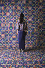 Load image into Gallery viewer, Blue - Draped Skirt + Bustier + Gilet
