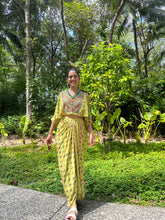 Load image into Gallery viewer, Shivani Outfit - Green cutout top &amp; Draped Skirt
