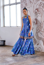 Load image into Gallery viewer, Short halter anarkali + gharara - Blue
