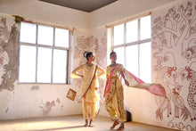Load image into Gallery viewer, Armhole dupatta + A-line kurta + Salwar - Beige
