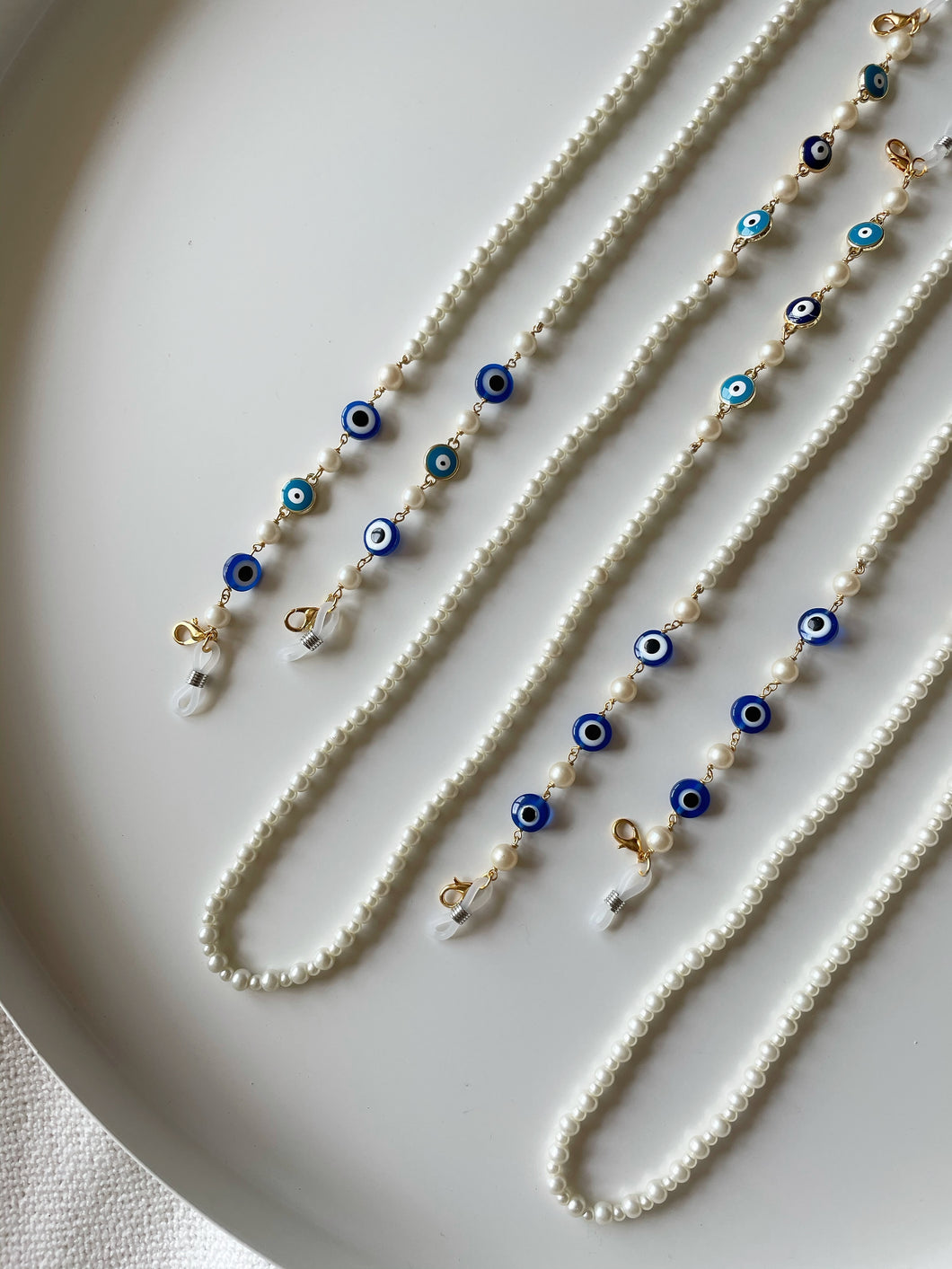 Mask & Sunglasses Chain - Pearl & Evil eye