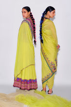 Load image into Gallery viewer, Lime Green Skirt + Bustier + Dupatta
