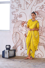 Load image into Gallery viewer, Pre pleated draped dhoti saree - Yellow
