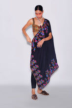 Load image into Gallery viewer, Black Blouse + Pants + Asymmetrical Cape
