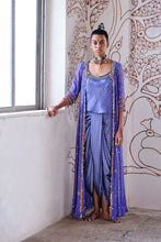 Load image into Gallery viewer, Jacket anarkali + top + dhoti pants - Blue
